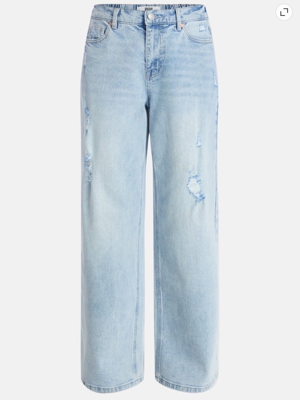 Madden NYC Light Blue Wide-Leg Women’s Jeans. Size L (12-14). Stretch material.